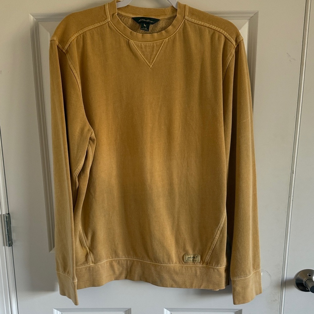 Vintage Eddie Bauer Light Mustard Yellow Crewneck Sweatshirt size Medium